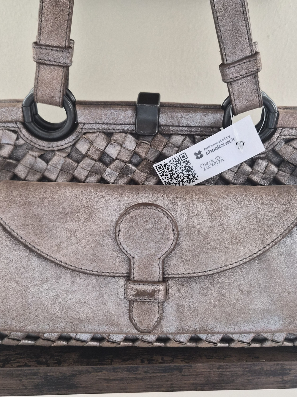 Metallic Taupe Women’s Shoulder Bag - CheckVerified